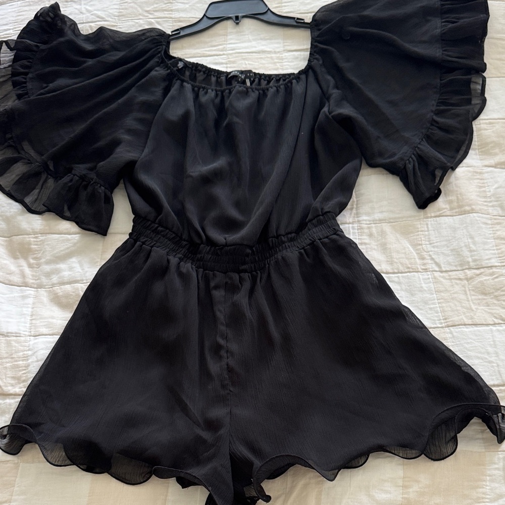 Endless Rose Black Ruffled Romper